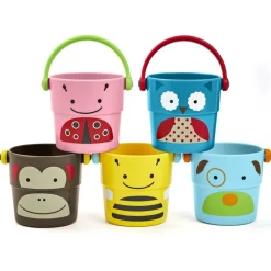Stack + Nest Toys|Bath Toys-Skip Hop Zoo Stack & Pour Buckets (5 Piece)