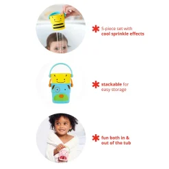 Stack + Nest Toys|Bath Toys-Skip Hop Zoo Stack & Pour Buckets (5 Piece)
